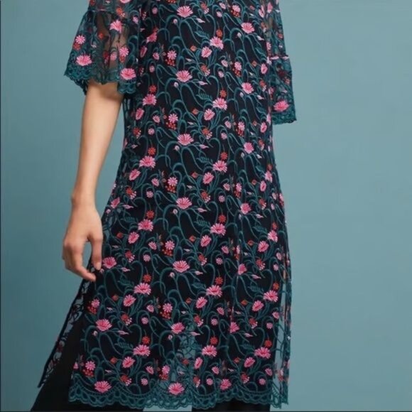 Moulinette Soeurs embroidwered Mesh Knee-Length Dresses Small - Picture 2 of 7